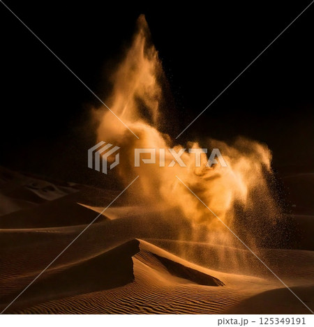 砂漠で燃え上がる炎 砂漠で燃え上がる炎 125349191