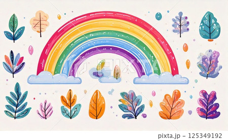 カラフルな春の花のイラスト素材 カラフルな春の花のイラスト素材 125349192