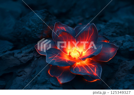 幻想的に咲いた光る花のイラスト素材 [125349327] - PIXTA