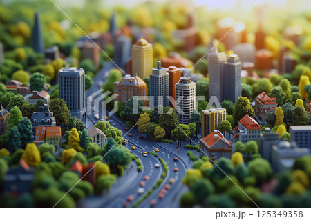 ミニチュアジオラマのオールドタウン 125349358