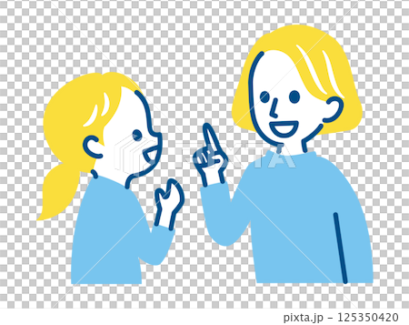 Daughter and mother talking 125350420