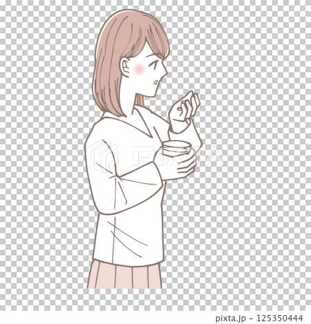 Illustration of a woman taking medicine 125350444