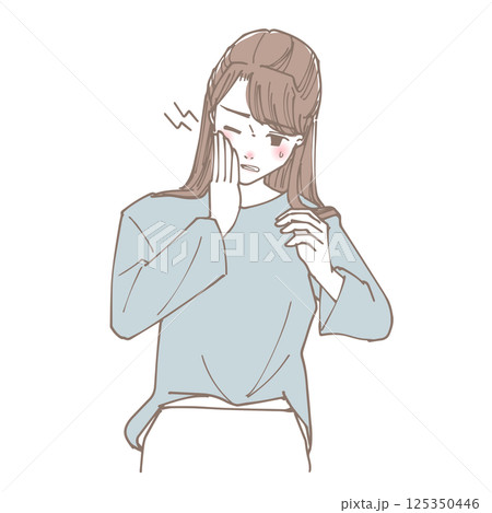 歯痛がしている女性のイラスト 歯痛がしている女性のイラスト 125350446