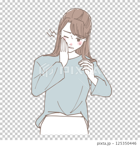 歯痛がしている女性のイラスト 歯痛がしている女性のイラスト 125350446