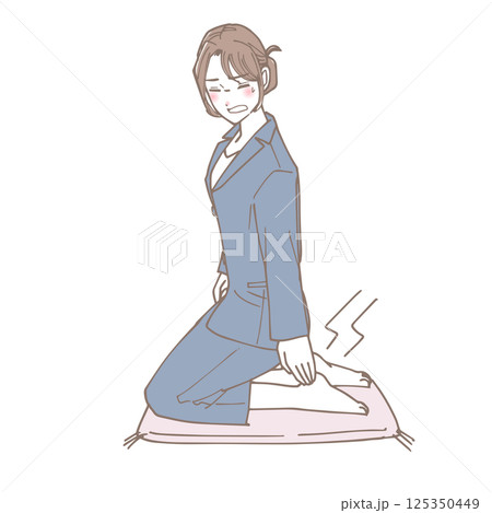足が痺れている女性のイラスト 足が痺れている女性のイラスト 125350449