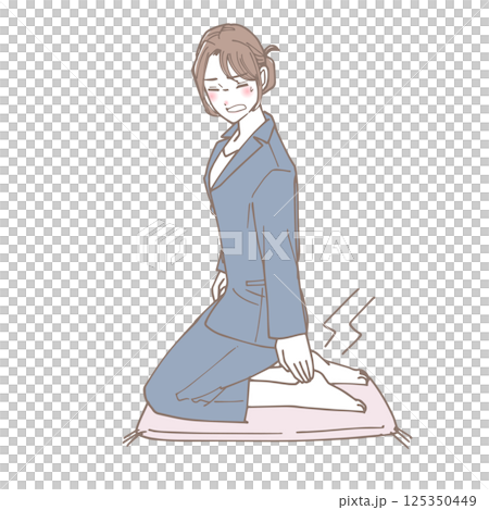 足が痺れている女性のイラスト 足が痺れている女性のイラスト 125350449