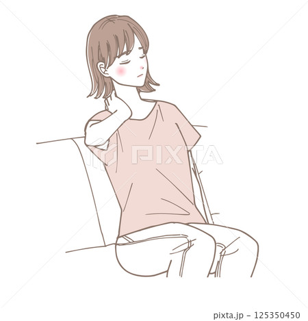 肩が凝っている女性のイラスト 肩が凝っている女性のイラスト 125350450