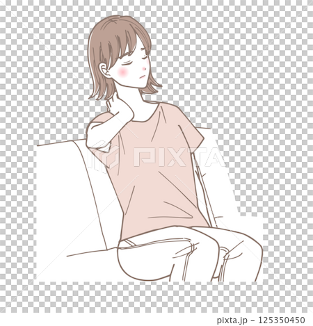 肩が凝っている女性のイラスト 肩が凝っている女性のイラスト 125350450