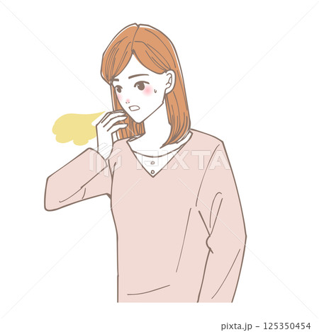 口臭が気になる女性のイラスト 口臭が気になる女性のイラスト 125350454