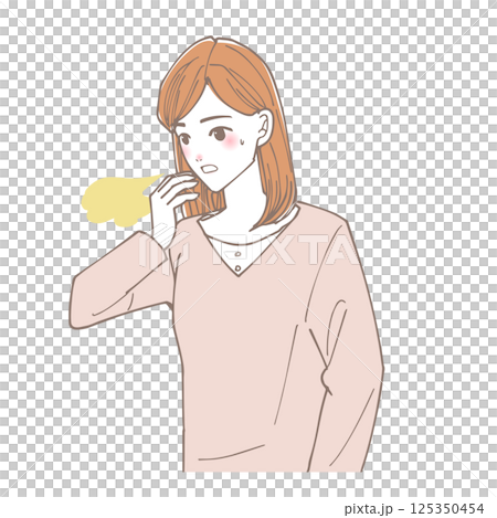 口臭が気になる女性のイラスト 口臭が気になる女性のイラスト 125350454