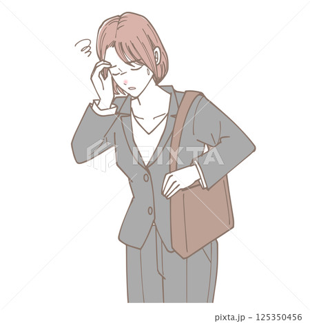 めまいがしている女性のイラスト 125350456