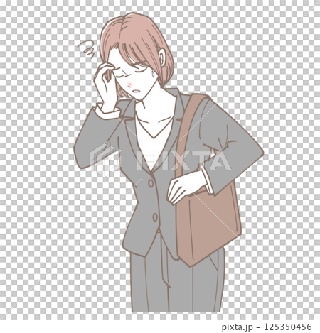 めまいがしている女性のイラスト 125350456