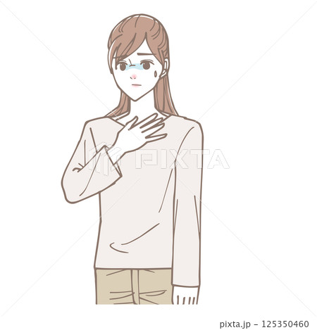 胸焼けがしている女性のイラスト 胸焼けがしている女性のイラスト 125350460