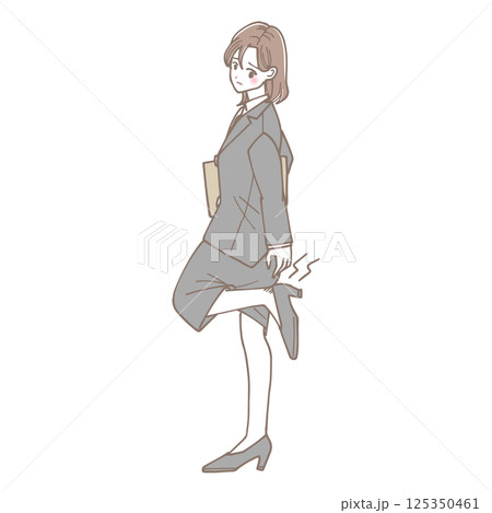 靴の踵が擦れて痛い女性のイラスト 125350461