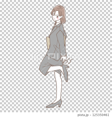 靴の踵が擦れて痛い女性のイラスト 125350461