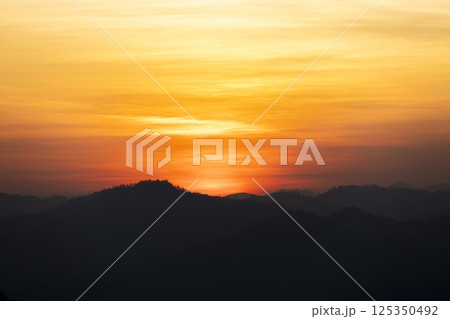 colorful dramatic sky with cloud at sunset 125350492