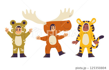 Joyful and Playful Kids Dressed in Animal Costumes, Sparking Fun and Imagination 125350804
