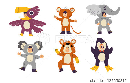 Joyful and Playful Kids Dressed in Adorable Animal Costumes Fun Characters in Vibrant Colors 125350812
