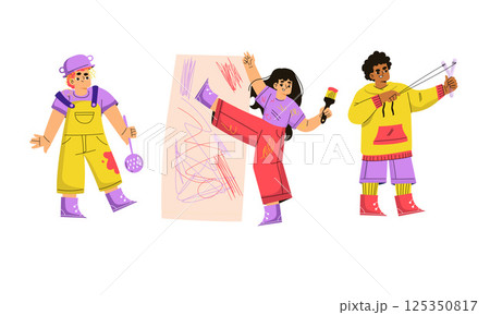 Creative Artists Enthusiastically Engaging in Various Vibrant and Artistic Activities 125350817