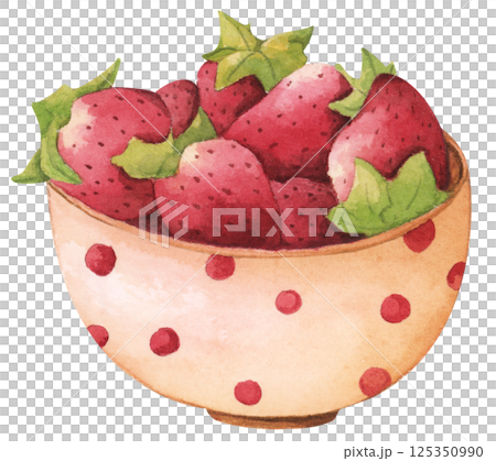 Strawberry Watercolor Picnic Basket with Rustic Farm Style and Cottagecore Charm 125350990