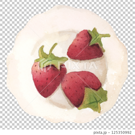 Strawberry Watercolor Picnic Basket with Rustic Farm Style and Cottagecore Charm 125350992