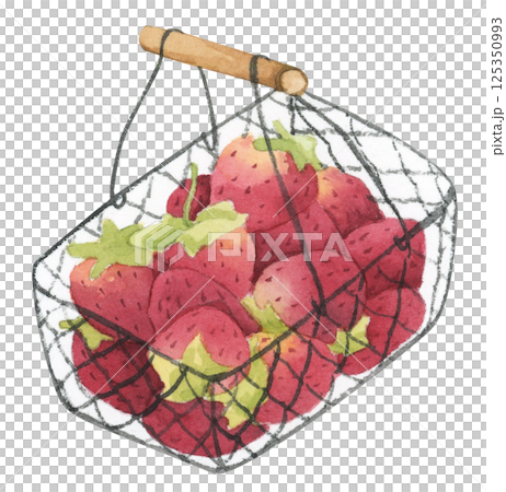 Strawberry Watercolor Picnic Basket with Rustic Farm Style and Cottagecore Charm Strawberry Watercolor Picnic Basket with Rustic Farm Style and Cottagecore Charm 125350993