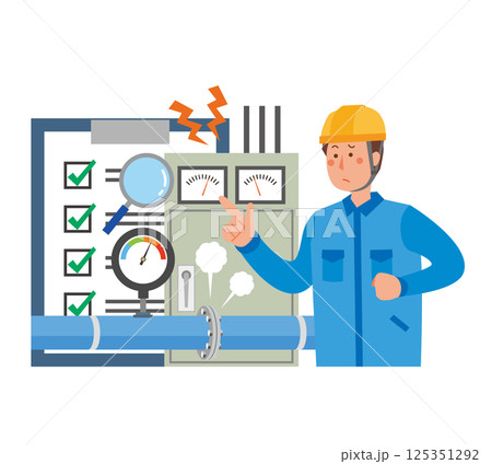 設備の日常点検をする男性作業員 125351292