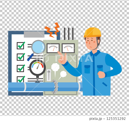 A male worker conducting daily inspection of equipment 125351292