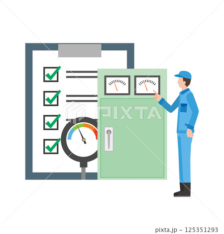 設備の日常点検をする男性作業員 125351293