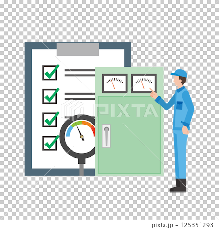 設備の日常点検をする男性作業員 125351293