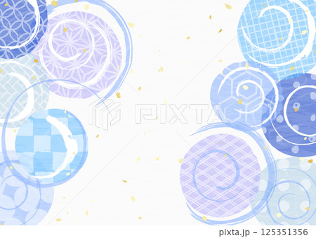 いろいろな和柄の和紙風テクスチャの背景イラスト 125351356