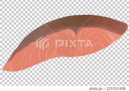 水彩風焼き鮭のシンプルでおしゃれなイラスト 125351486