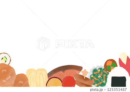 お弁当のおかずの手書きのかわいい背景 125351487