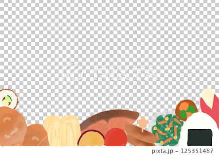 お弁当のおかずの手書きのかわいい背景 125351487