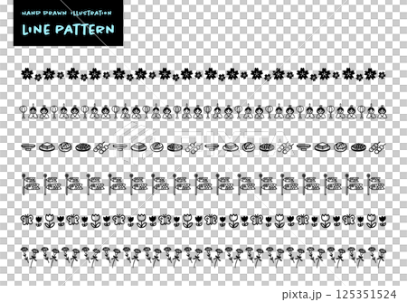 Simple hand-drawn cute spring image decorative border set Simple hand-drawn cute spring image decorative border set 125351524