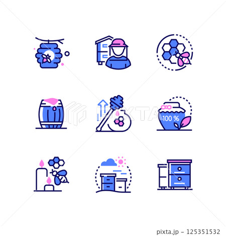 Beekeeping - modern colorful line design style icons Beekeeping - modern colorful line design style icons 125351532