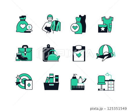 Shopping for yourself and for home - line design style icons set 125351549