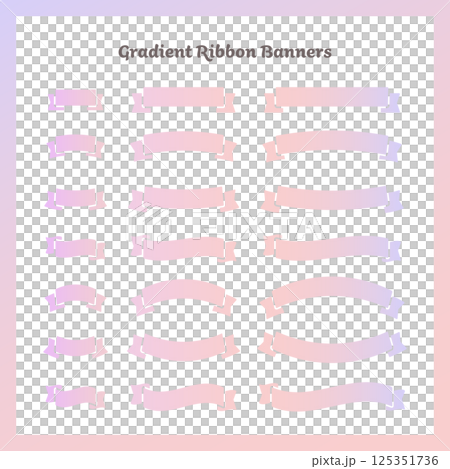 パステルカラーグラデーションのリボンバナーセット 125351736