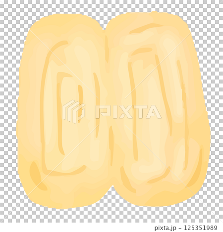 簡單的手繪玉子燒（蛋捲）插圖（從上方看，橫切面） 125351989