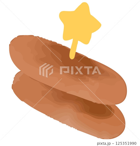 星形のピッグで刺されたウインナーのイラスト 125351990