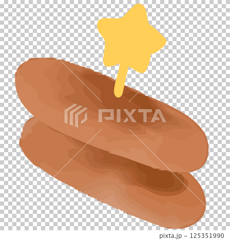 星形のピッグで刺されたウインナーのイラスト 125351990