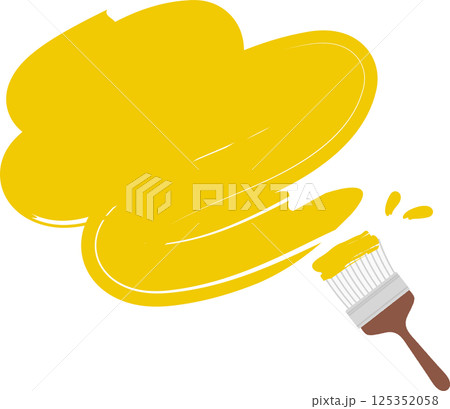 黄色のペンキと刷毛 125352058
