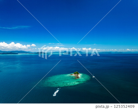 Beautiful landscape summer sea beach nature background,Amazing waves texture background, Aerial view wide angle sea background 125352409