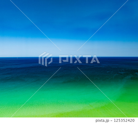 Beautiful landscape summer sea beach nature background,Amazing waves texture background, Aerial view wide angle sea background 125352420