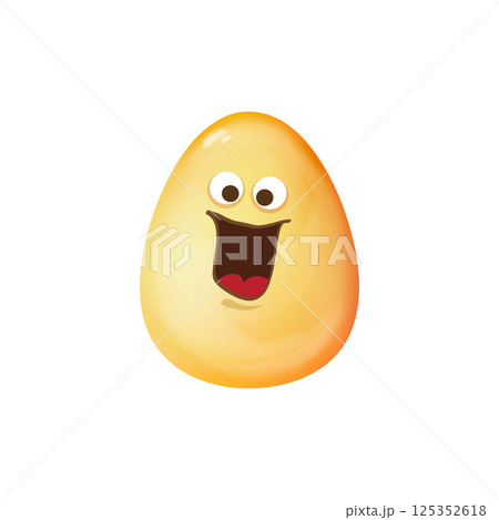 Cartoon golden easter egg cartoon characters isolated on white background. Gold color egg vector concept illustration. funky sweet easter character with eyes and mouth 125352618
