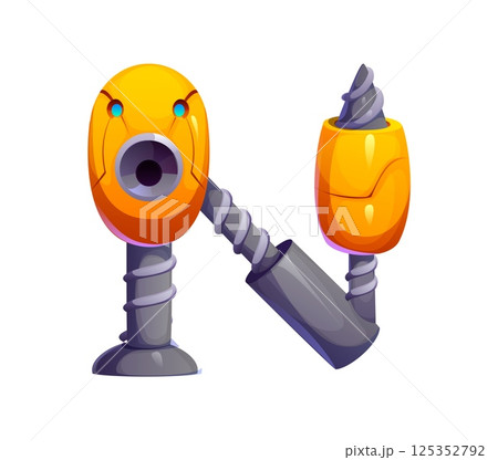 Robot font of hand gear letter typeface for cyborg machine cartoon English alphabet, vector type. Robot engineering font of mechanical part or robotic arm, letter N metal transformer mechanism type 125352792