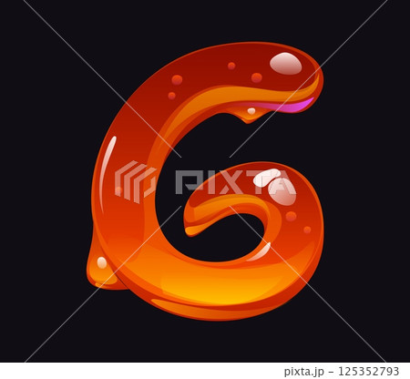 Liquid honey cartoon font digit 6 six. Yellow honey math font digit, liquid caramel vector mathematics typeface figure. Tasty candy cartoon alphabet type number or ABC typeface numeral symbol Liquid honey cartoon font digit 6 six. Yellow honey math font digit, liquid caramel vector mathematics typeface figure. Tasty candy cartoon alphabet type number or ABC typeface numeral symbol 125352793