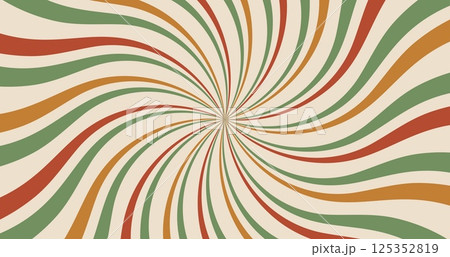 Retro sunlight rays background vintage sunbeam burst layout. Circus or carnival sunburst vector backdrop with colorful muted curve radiating stripes creating hypnotic effect evoking sense of nostalgia 125352819