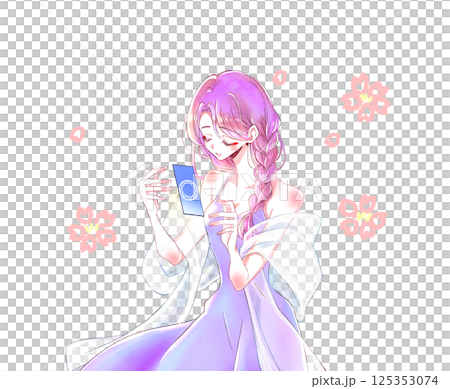 算命女士、塔羅牌、櫻花 125353074