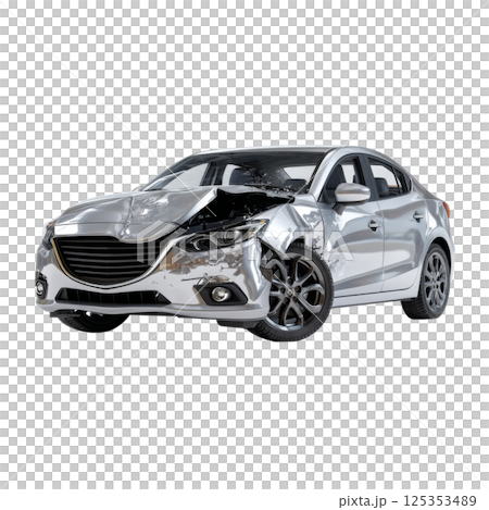 Crashed car with damage isolated. Totaled vehicle 125353489